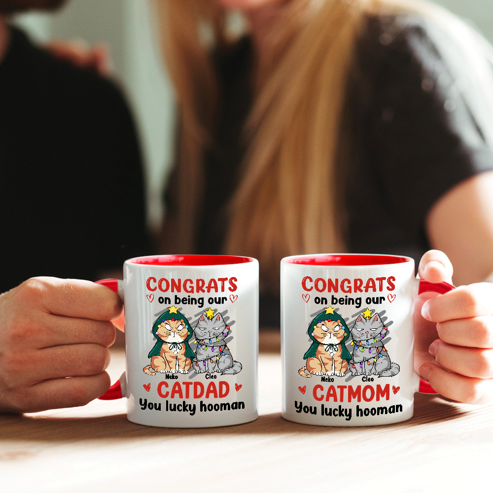 Cat Lover Custom Accent Mug Congrats On Being Our Cat Mom Personalized Gift Cat Parents