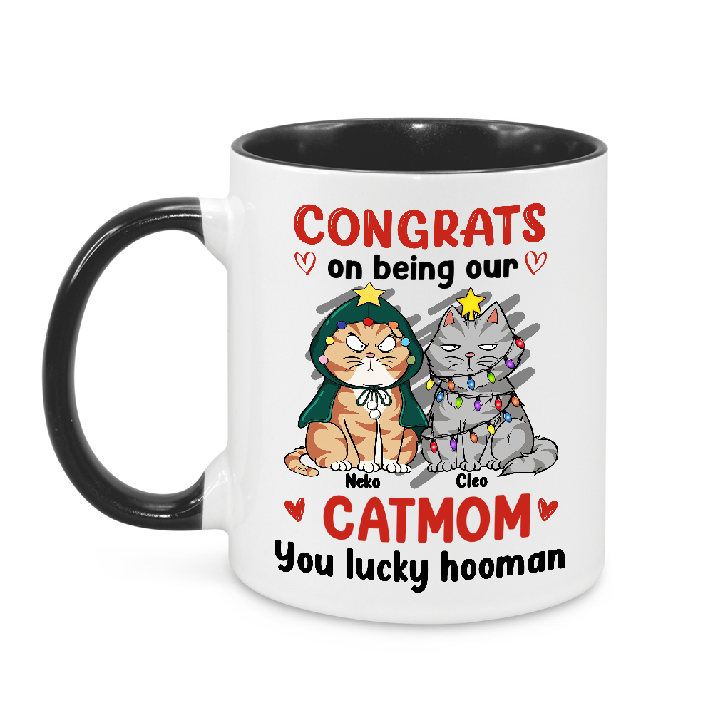 Cat Lover Custom Accent Mug Congrats On Being Our Cat Mom Personalized Gift Cat Parents