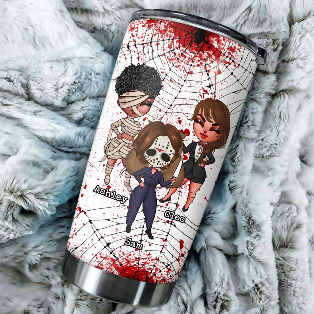 Bestie Custom Tumbler It's Spooky Bitches Season Personalized Gift For Best Friends Horror Halloween