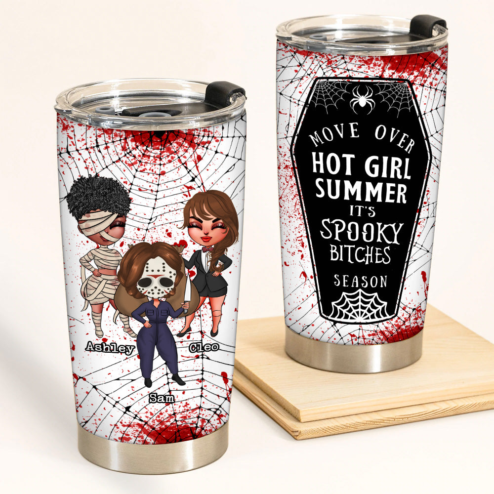 Bestie Custom Tumbler It's Spooky Bitches Season Personalized Gift For Best Friends Horror Halloween