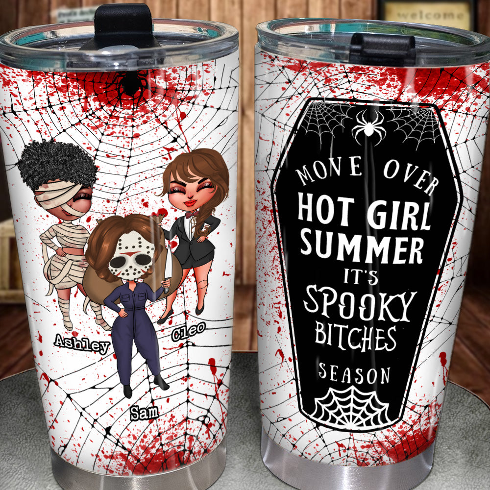 Bestie Custom Tumbler It's Spooky Bitches Season Personalized Gift For Best Friends Horror Halloween