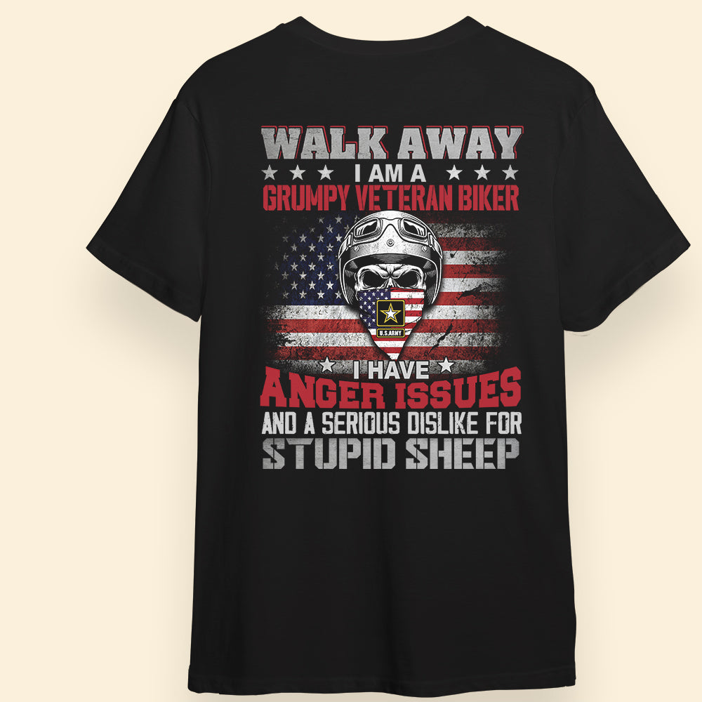 Veteran Custom Shirt Walk Away I Am A Grumpy Veteran Biker Personalized Gift