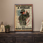 Female Veteran Custom Poster Never Underestimate An Old Woman With Military Background Personalized Gift