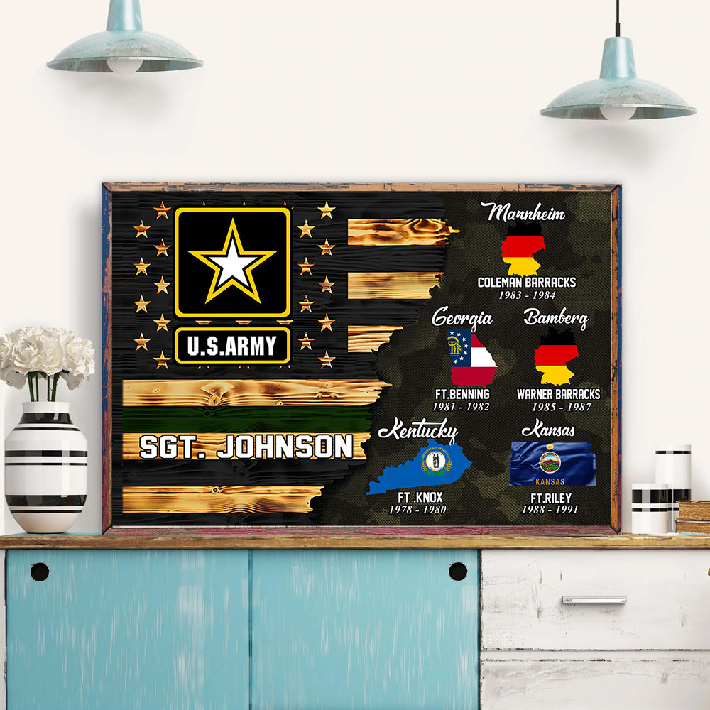 Veteran Custom Poster Military Base and Time Personalized Gift