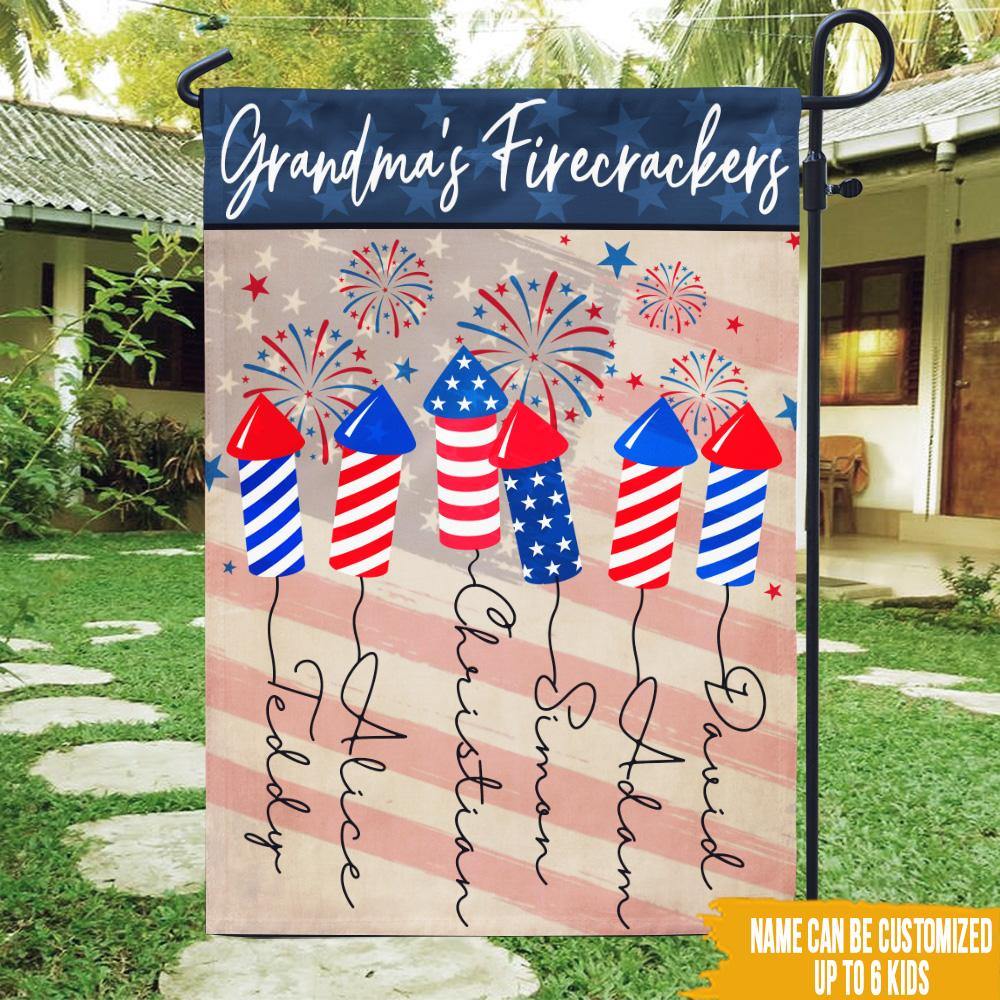 4th Of July Garden Flag Grandma's FireCrackers Personalized Gift - PERSONAL84