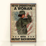 Female Veteran Custom Poster Never Underestimate An Old Woman With Military Background Personalized Gift