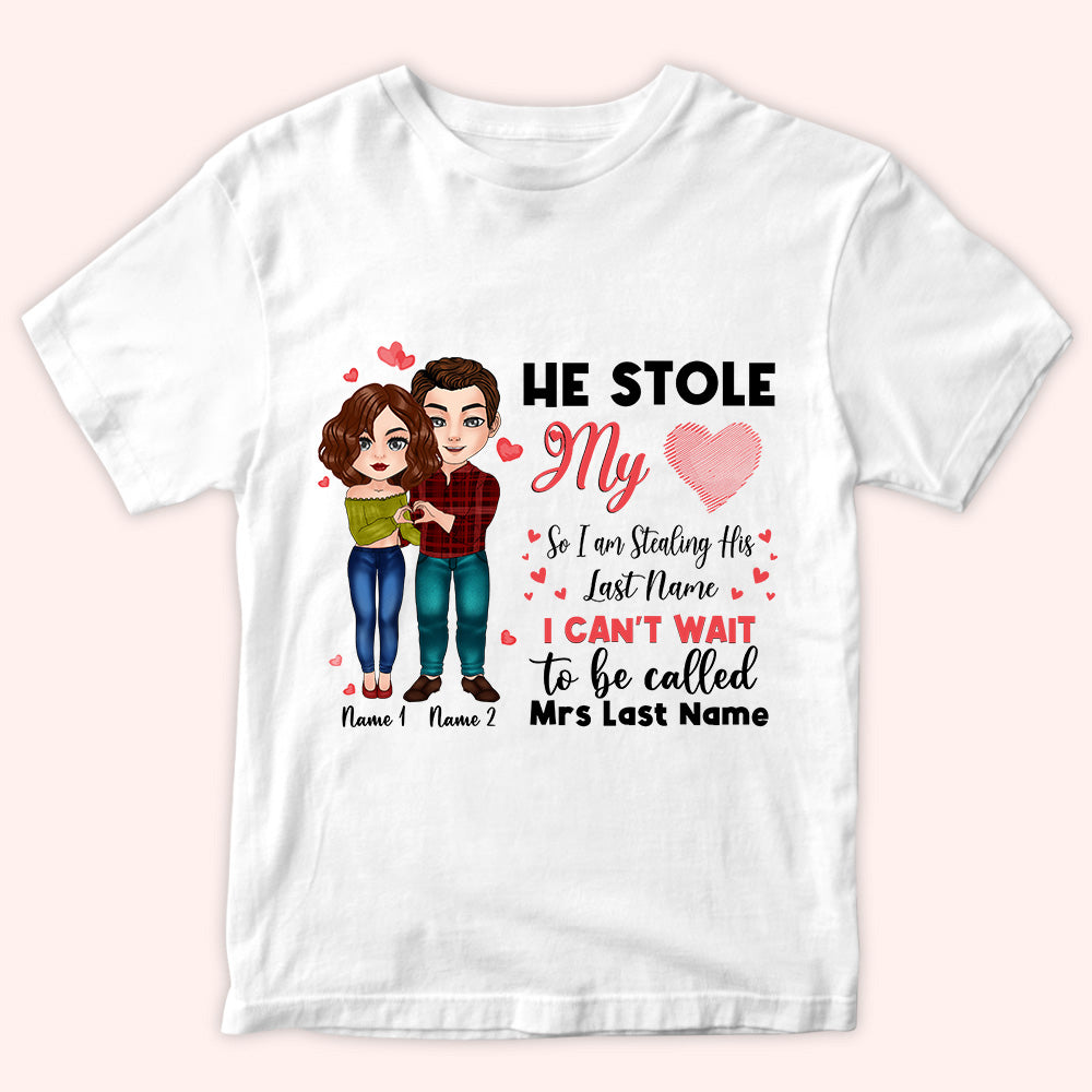 Couple Custom Shirt Can't Wait To Be Called Mrs. Personalized Gift