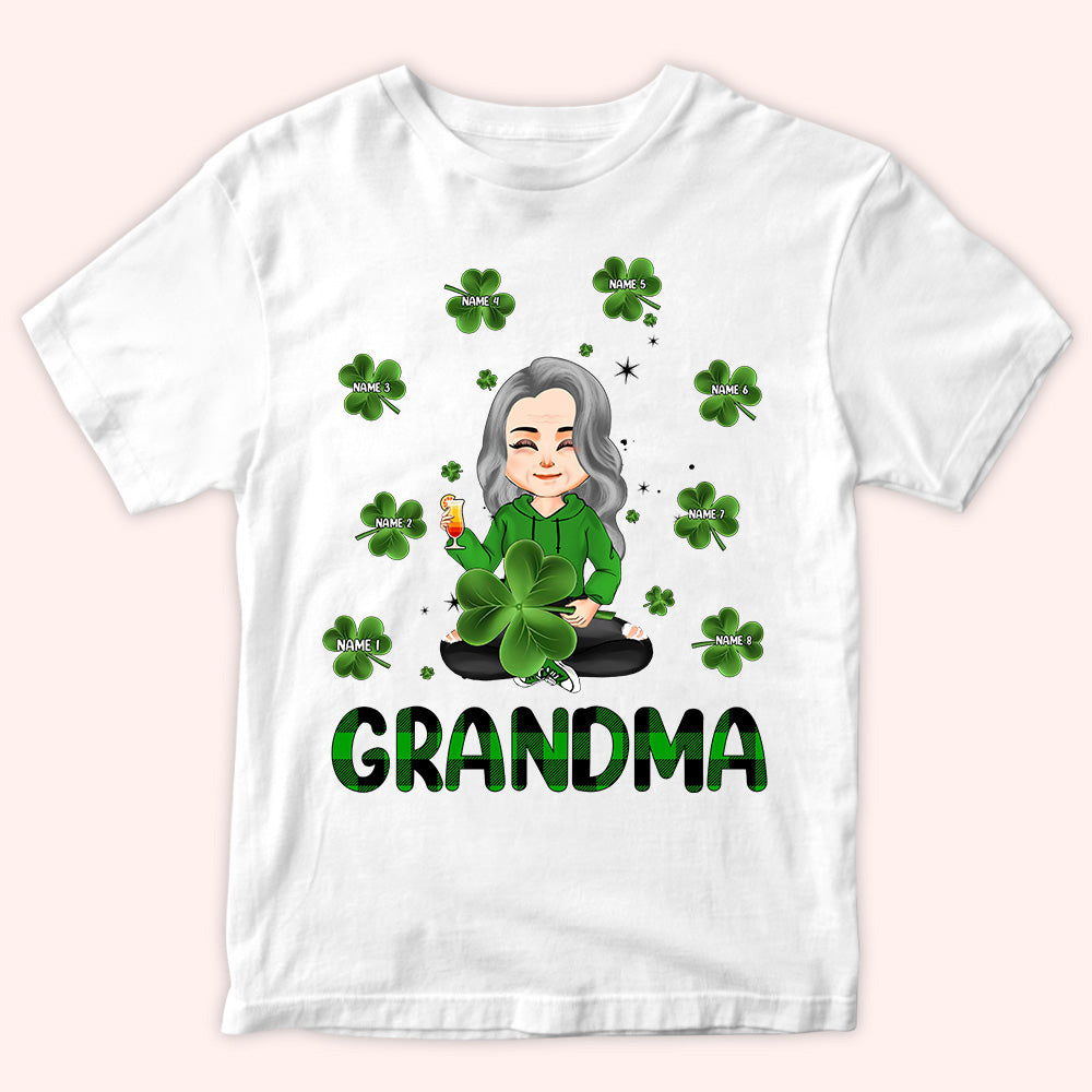 Grandma Custom Shirt With Grandkids Names Patrick's Day Personalized Gift