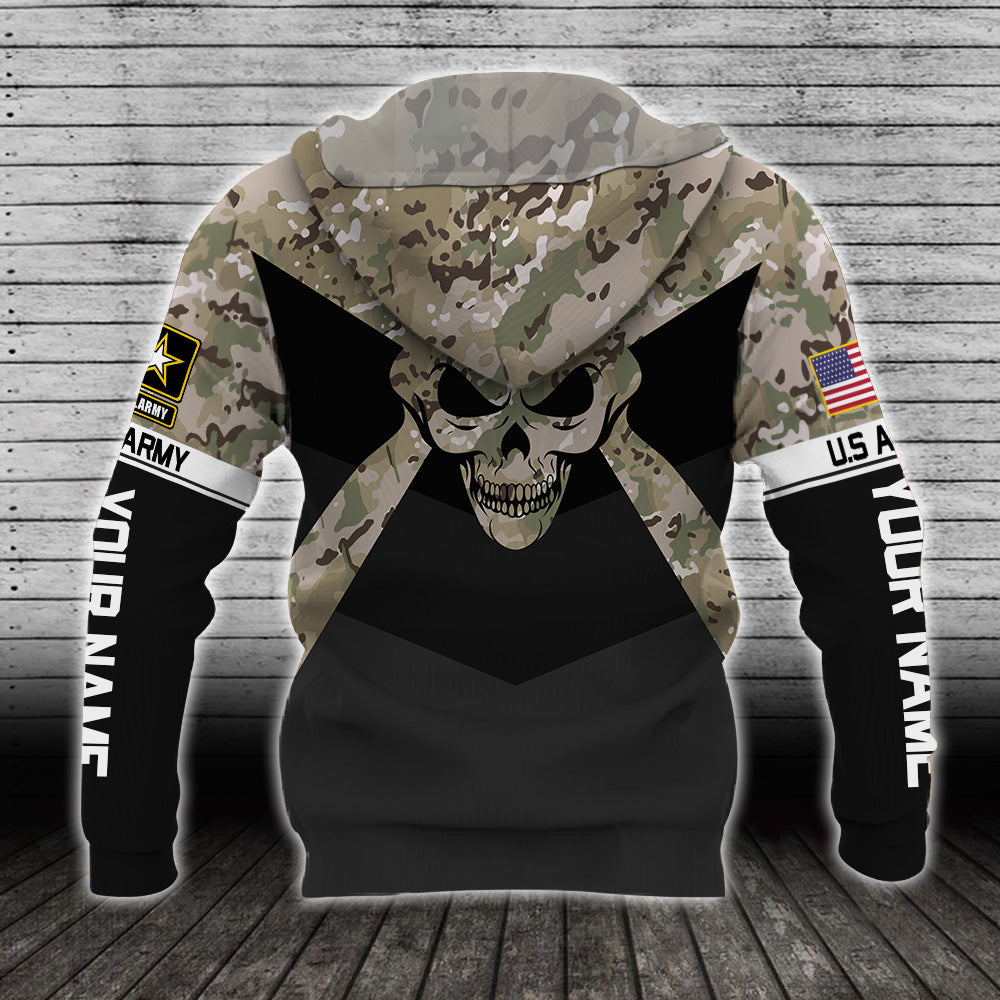 Veteran Custom All Over Printed Shirt Army Skull Camo Division Personalized Gift