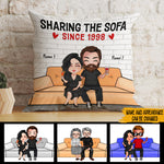 Couple Custom Pillow Sharing The Sofa Since Year Personalized Anniversary Gift For Him Her