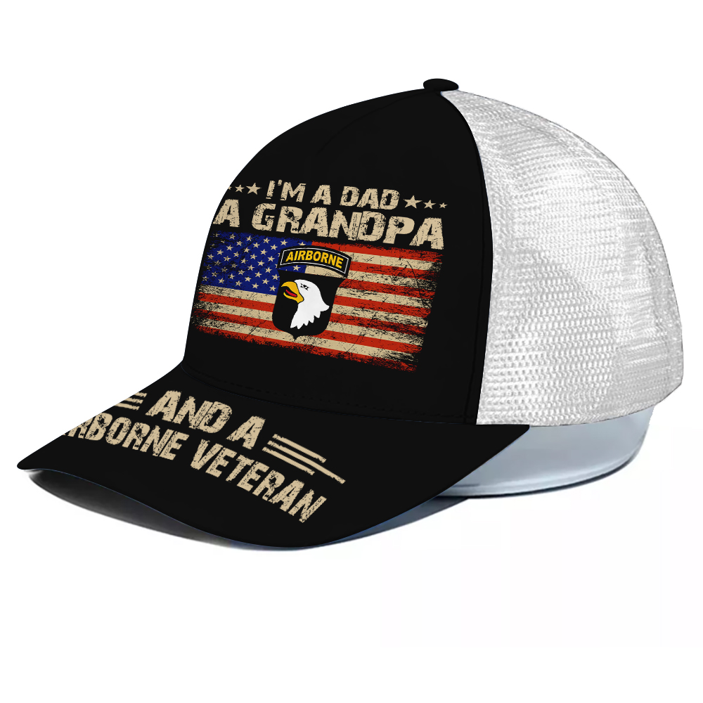 Veteran Custom Cap I'm A Dad A Grandpa And A Veteran Personalized Gift