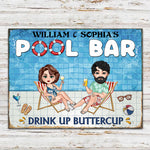 Pool Bar Custom Metal Sign Drink Up Buttercup Personalized Gift
