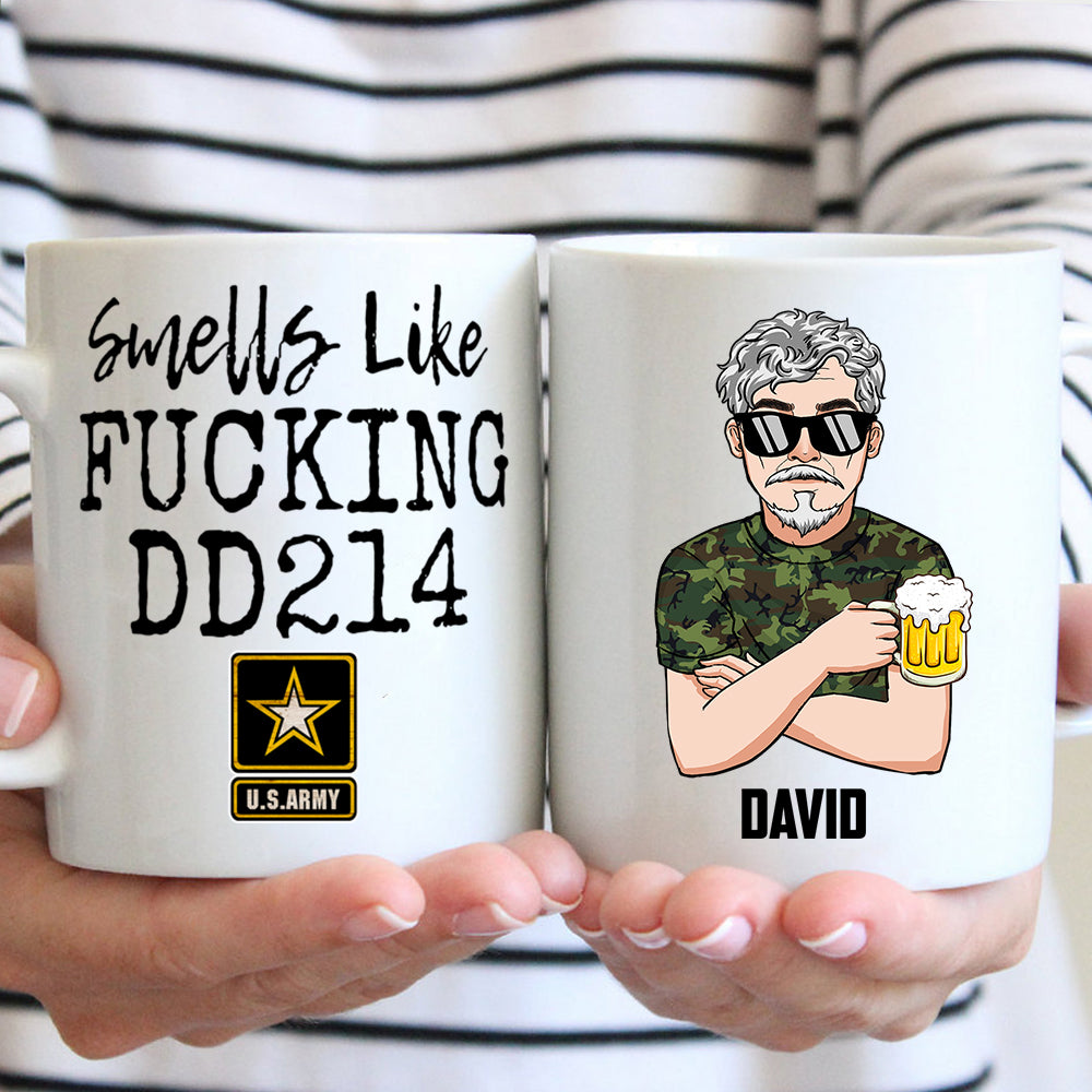 Veteran Custom Mug Smells Like Fucking DD-214 Personalized Gift