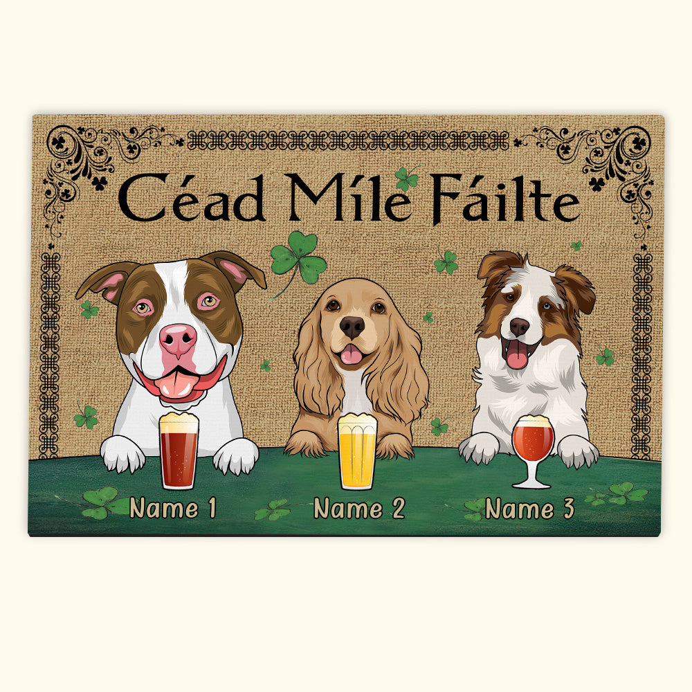 Dog Custom Doormat Cead Mile Failte A Hundred Thousand Welcomes Irish Personalized Gift