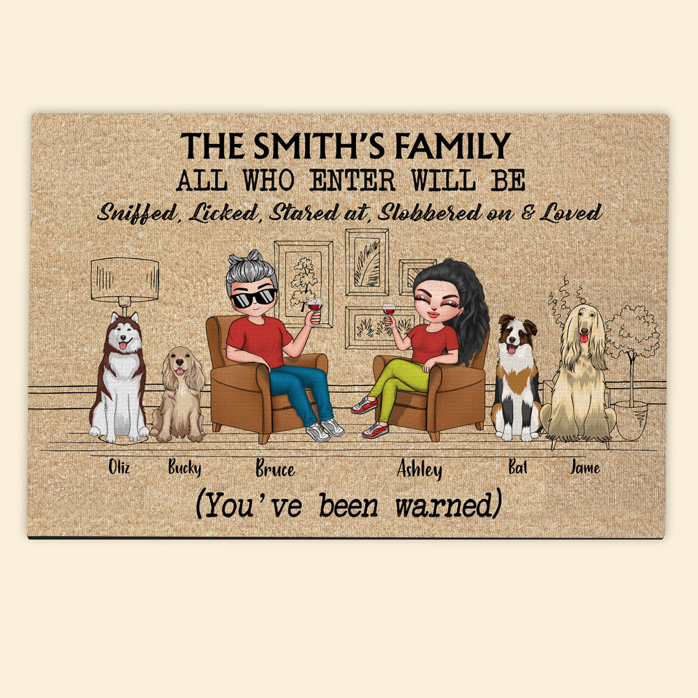 Dog Custom Doormat All Who Enter Will Be Sniffed Licked Personalized Gift