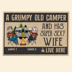 Camping Custom Doormat A Grumpy Old Camper And His Super Sexy Wife Live Here Personalized Gift