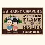 Camping Custom Doormat Happy Camper And The Best Flame Of His Life Live Here Personalized Gift