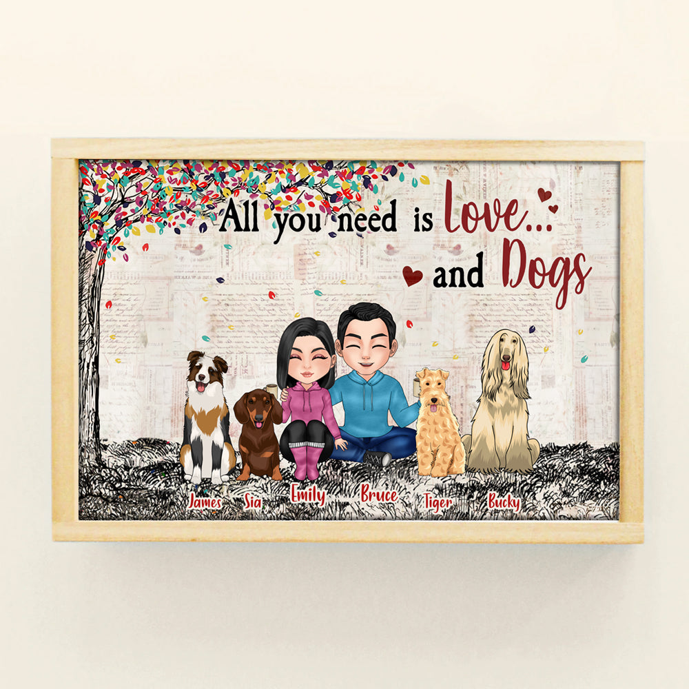 Couple Custom Poster All You Need Is Love And Dogs Personalized Gift For Dog Lover