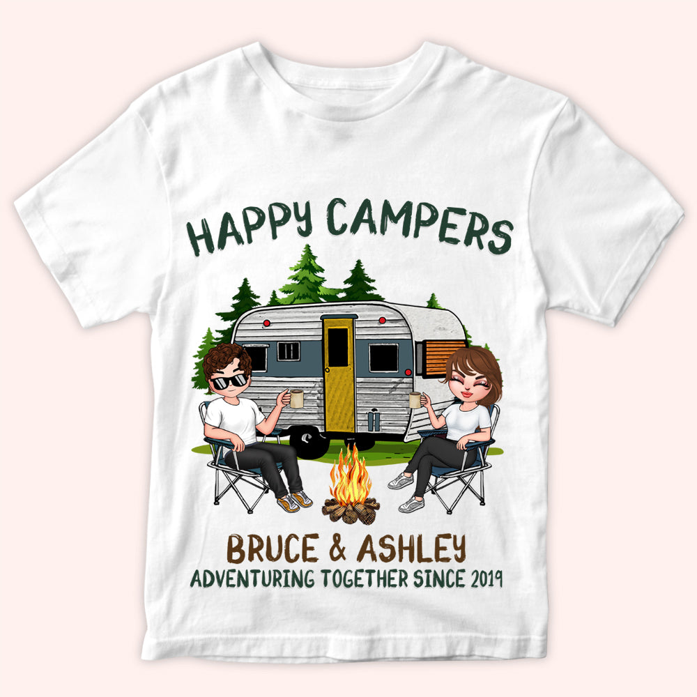 Camping Couple Custom Shirt Happy Camper Adventuring Together Since Personalized Gift