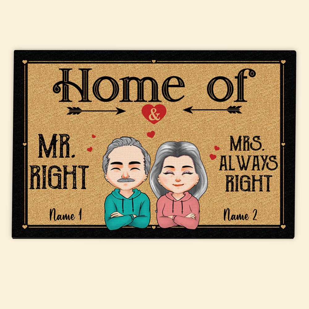 Couple Custom Doormat Home Of Mr Right And Mrs Always Right Personalized Family Gift