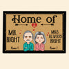 Couple Custom Doormat Home Of Mr Right And Mrs Always Right Personalized Family Gift