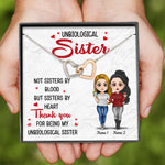 Bestie Custom Interlocking Hearts Necklace Thank You For Being My Unbiological Sisters Personalized Best Friend Gift