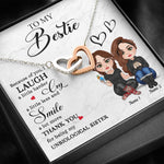 Bestie Custom Interlocking Hearts Necklace Laugh A Little Harder Cry A Little Less Personalized Best Friend Gift