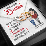 Bestie Custom Interlocking Hearts Necklace Thank You For Being My Unbiological Sisters Personalized Best Friend Gift