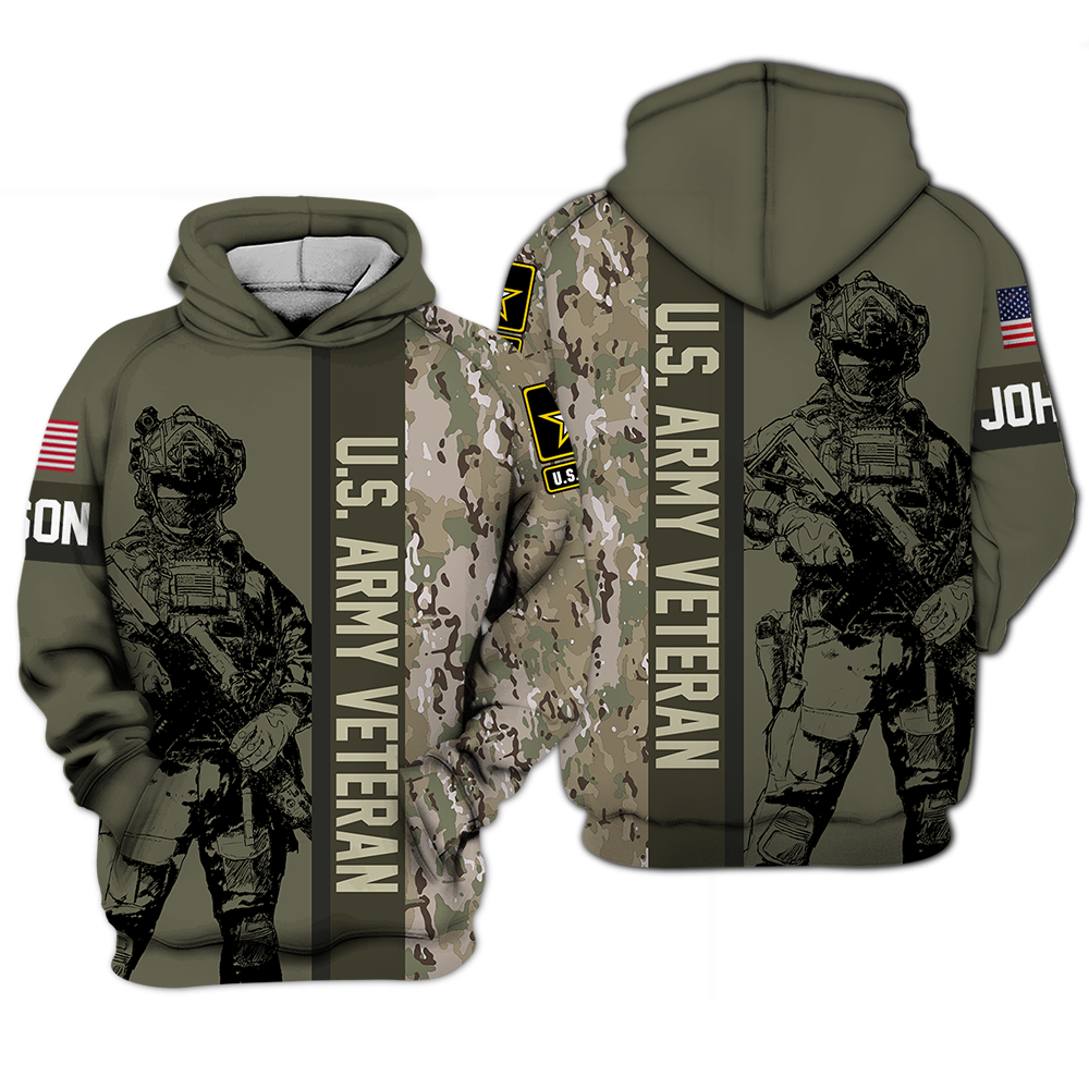 Veteran Custom All Over Printed Hoodie Logo and Name Personalized Gift