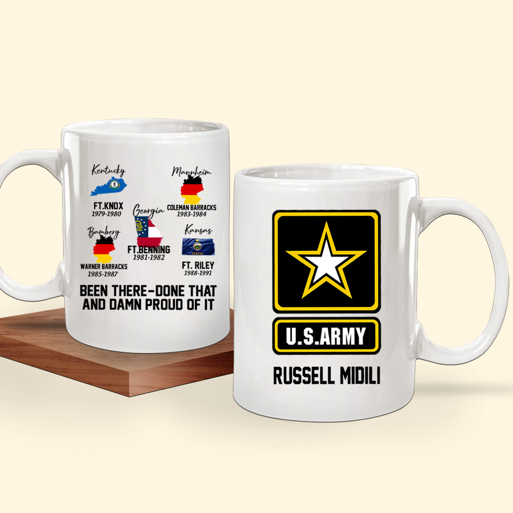 Veteran Custom Mug Proudly Served In Military Base Personalized Gift