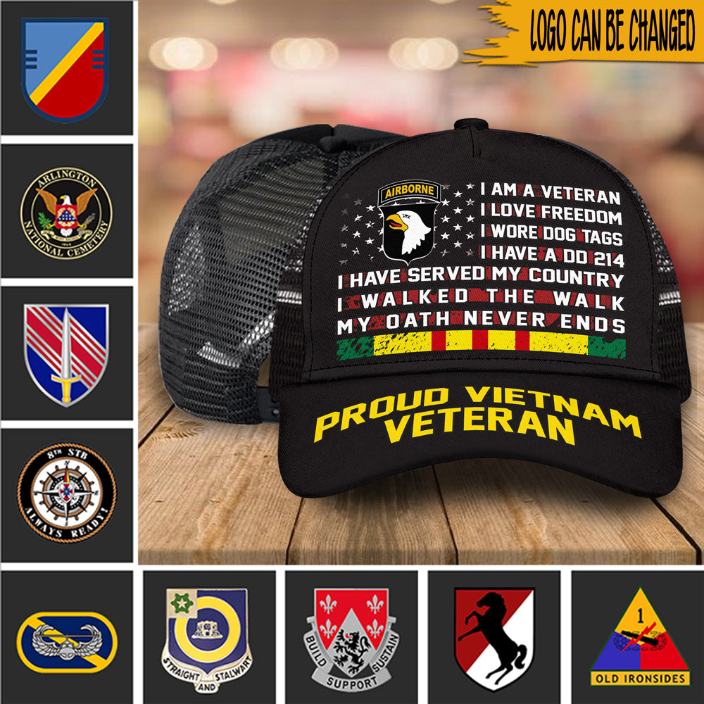 Veteran Custom Cap Proud Vietnam Veteran Personalized Gift