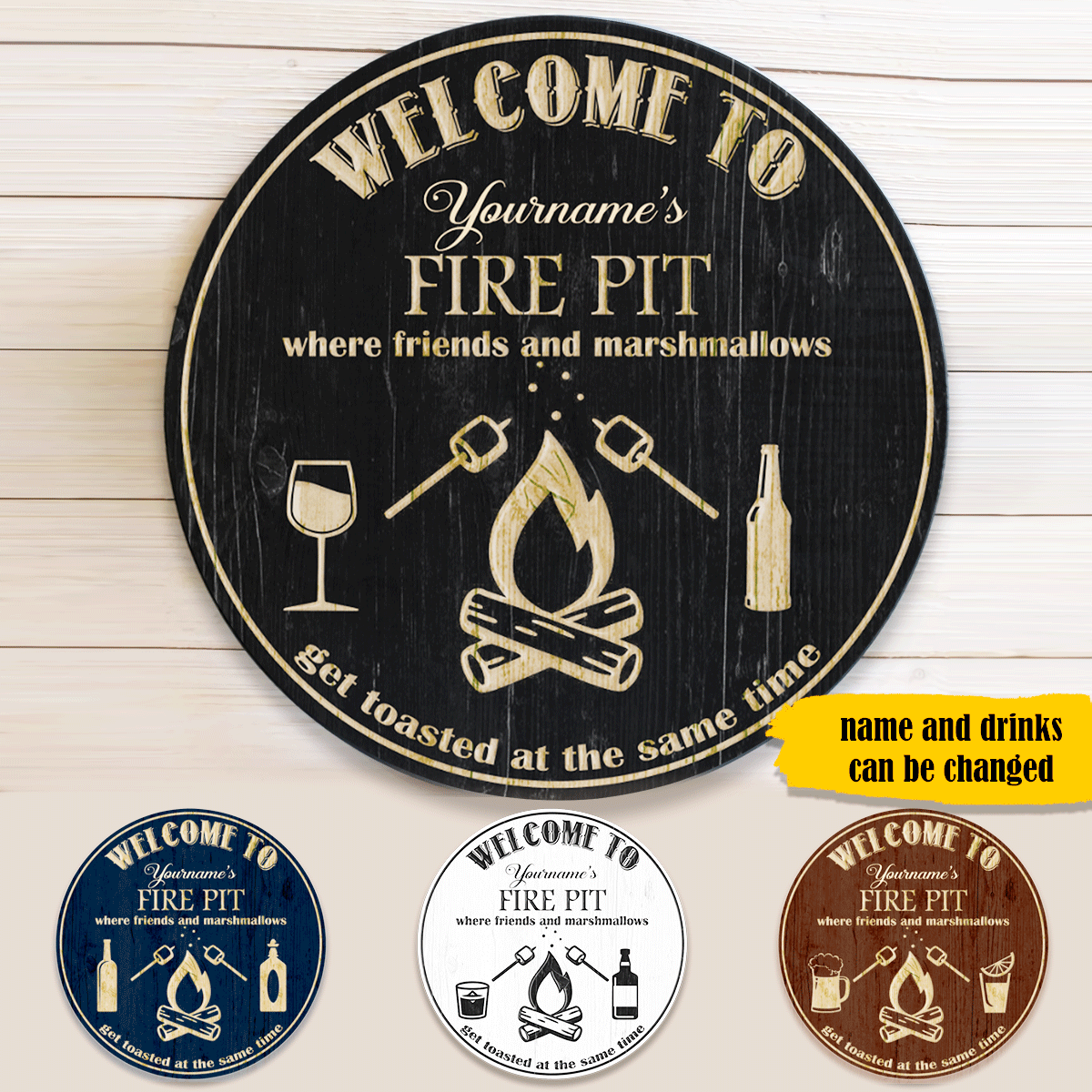 Camping Sign Custom Wood Sign Welcome To Our Fire Pit Personalized Gift For Him