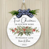 New Home Custom Circle Wood Sign First Christmas In Our New Home Personalized Gift