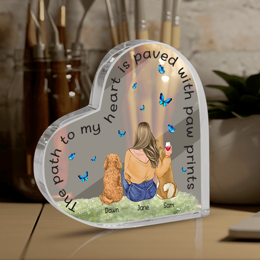 Dog Custom Heart Shaped Acrylic Plaque The Path To My Heart Is Paved With Paw Prints Personalized Gift