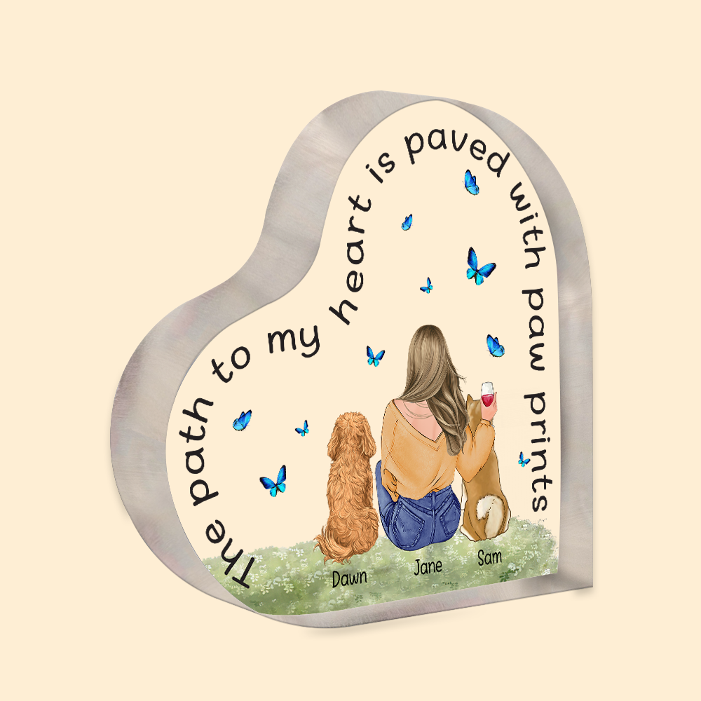 Dog Custom Heart Shaped Acrylic Plaque The Path To My Heart Is Paved With Paw Prints Personalized Gift