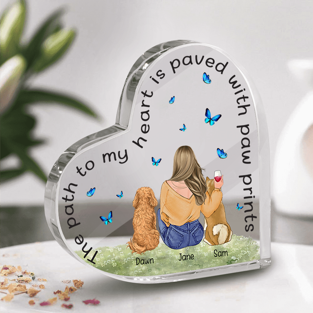 Dog Custom Heart Shaped Acrylic Plaque The Path To My Heart Is Paved With Paw Prints Personalized Gift