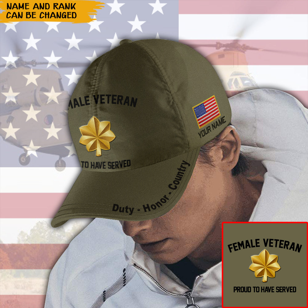 Female Veteran Custom Cap Proudly Served Personalized Gift