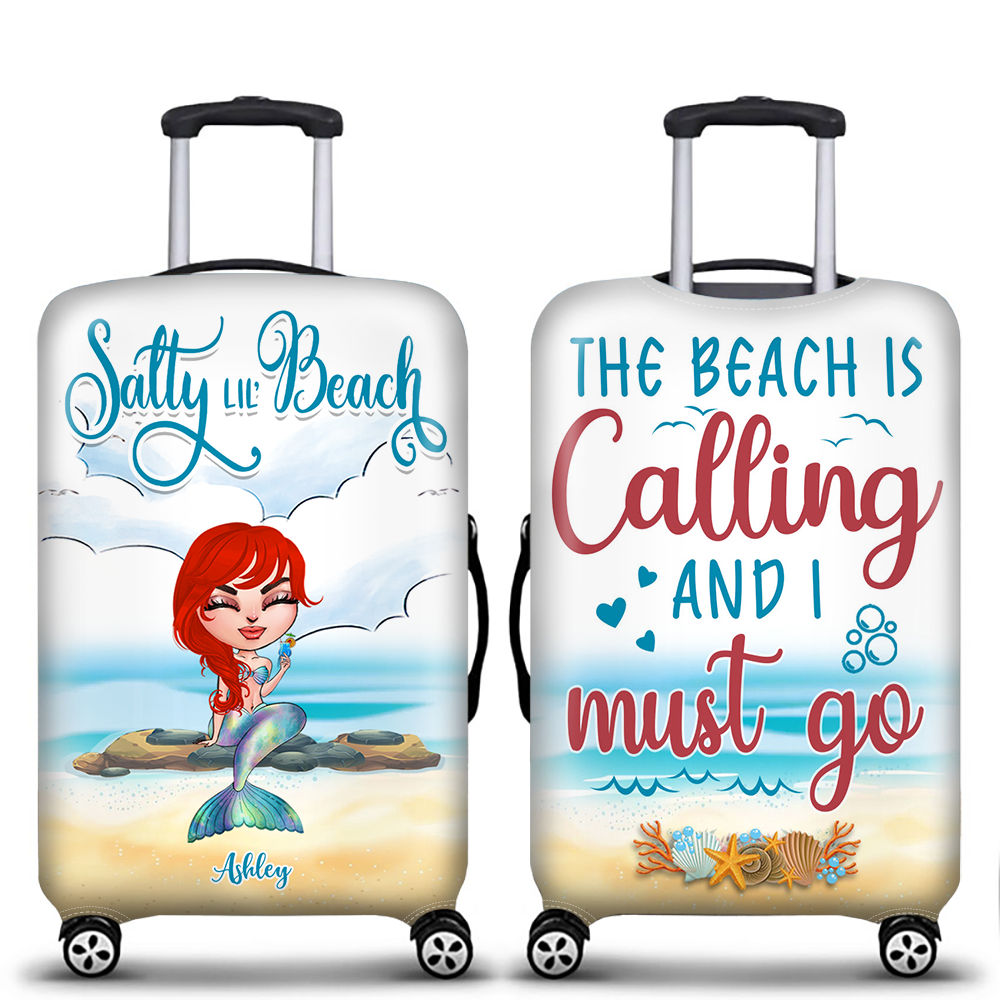 Mermaid Custom Luggage Cover The Ocean Is Calling And I Must Go Personalized Gift