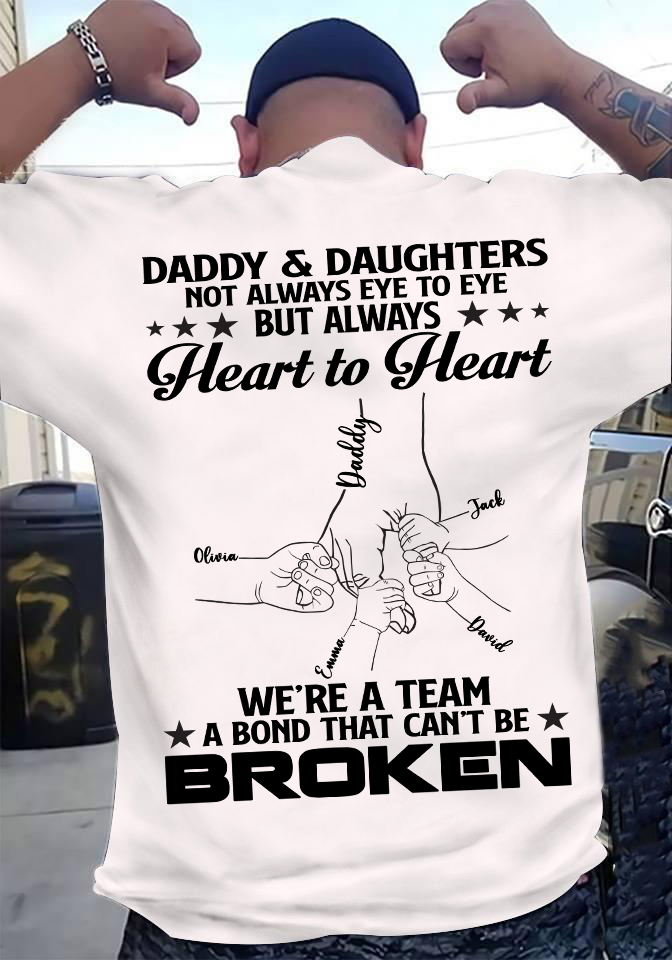 Dad Custom Shirt Daddy & Children A Team Bond Can't Be Broken Personalized Gift