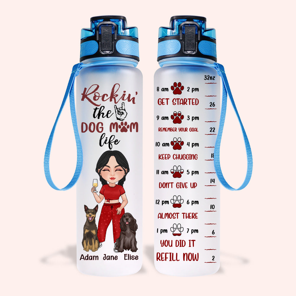 Dog Mom Custom Tracker Bottle Rockin The Dog Mom Life Personalized Gift