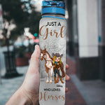 Horse Custom Tracker Bottle Just A Girl Who Loves Horses God Says I Am Personalized Gift