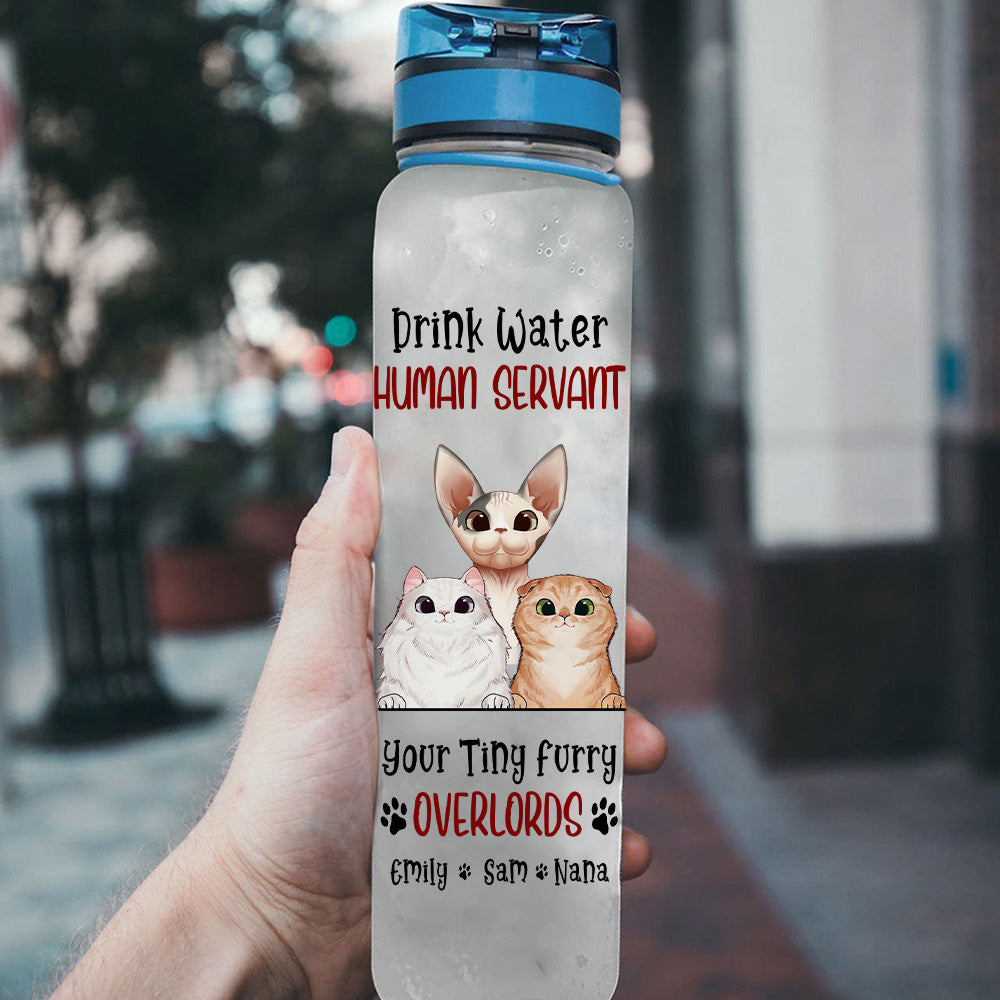 Cat Custom Tracker Bottle Drink Water Human Servant Personalized Gift