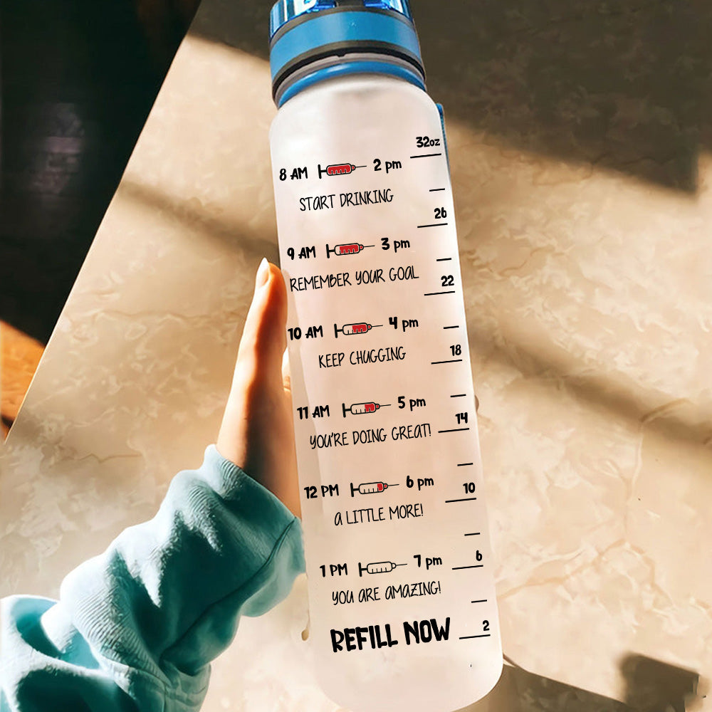 Nurse Custom Tracker Bottle Drink Water Stab People Personalized Gift