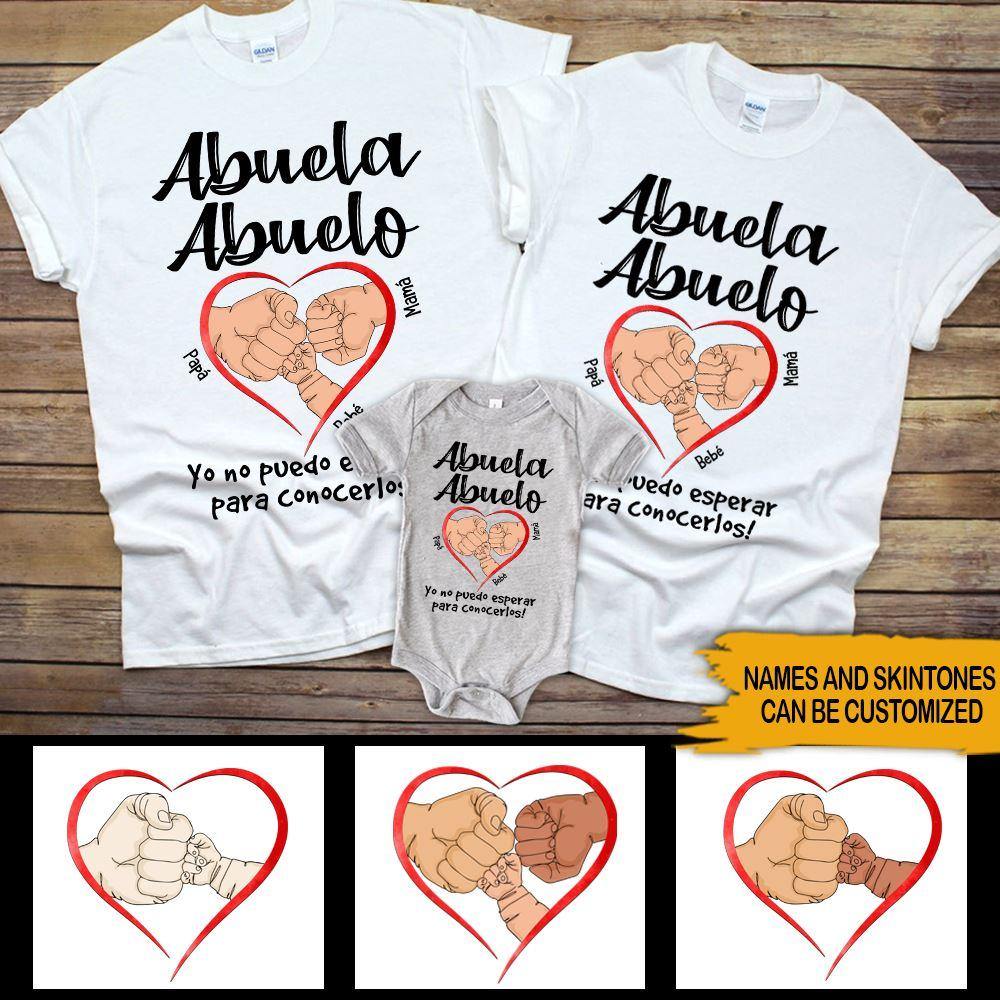 Abuela Abuelo Custom Spanish T Shirt & Baby Onesie I Can't Wait To Meet You Personalized Gift - PERSONAL84