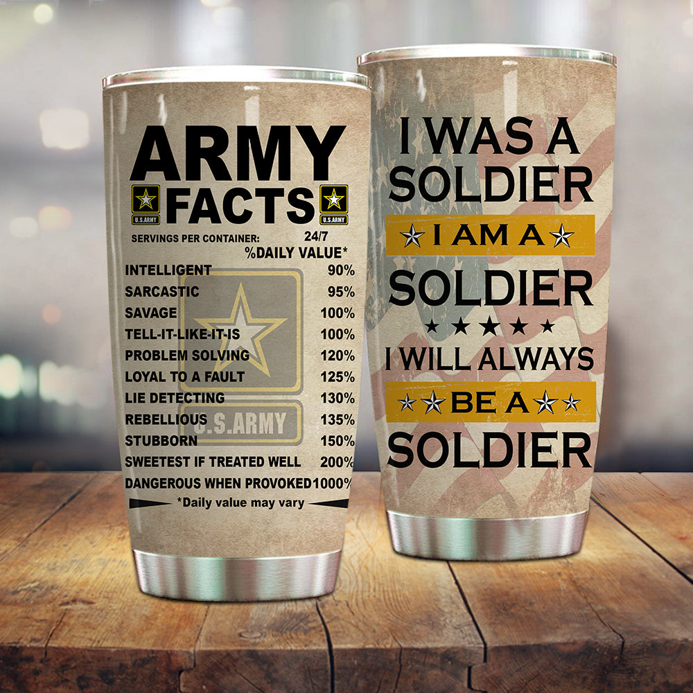 Veteran Custom Tumbler Military Facts Personalized Gift