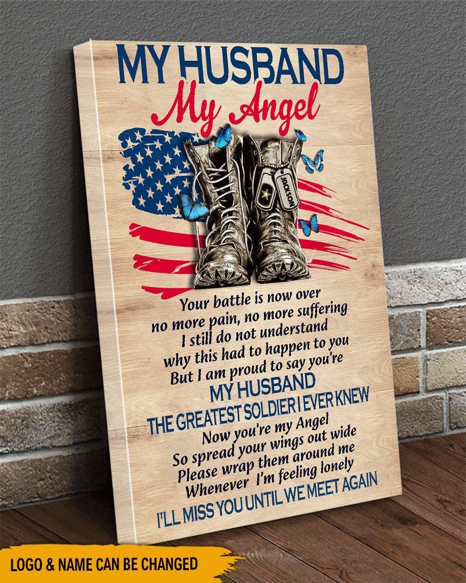 Army Custom Canvas My Husband My Angel Your Battle Is Now Over Personalized Gift - PERSONAL84