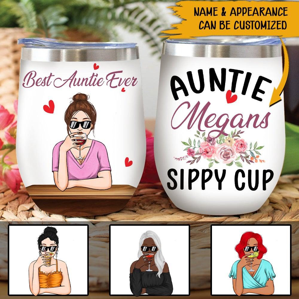 Aunt Christmas Custom Wine Tumbler Auntie Sippy Cup Personalized Gift For Sister - PERSONAL84