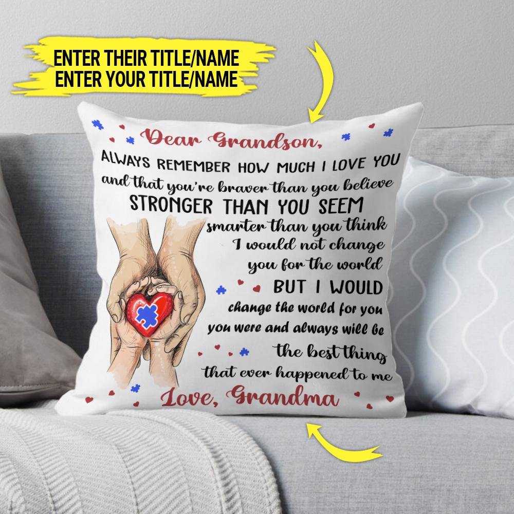 Autism X Family Pillow Customized Dear Grandson Personalized Gift - PERSONAL84