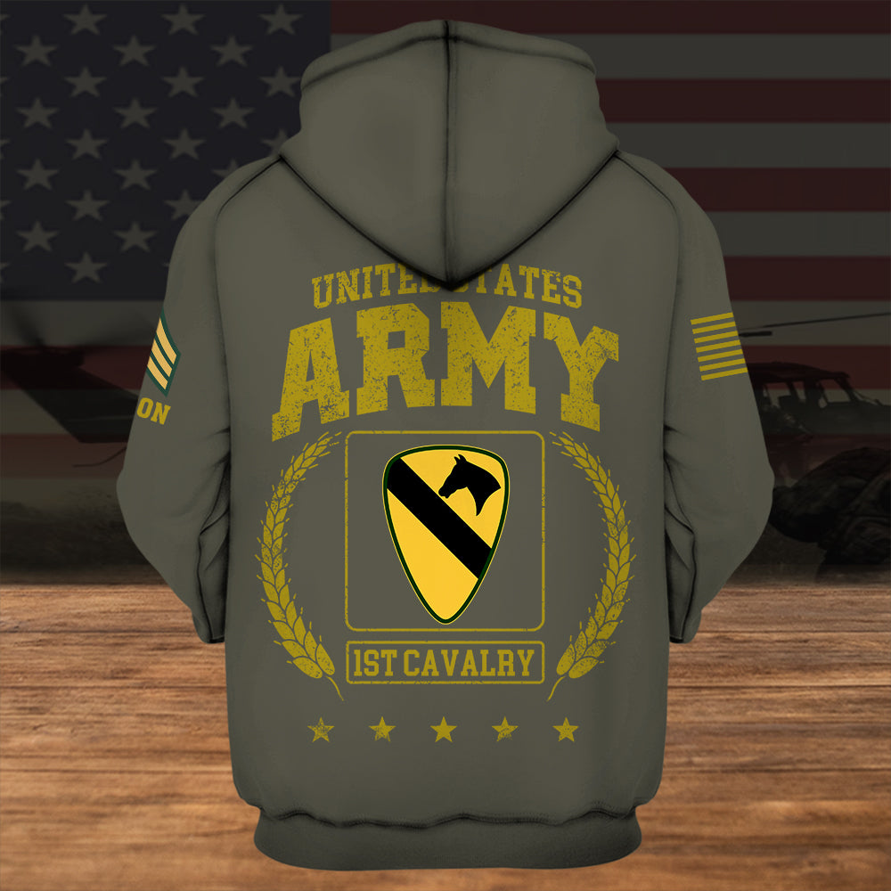 Army Veteran Custom All Over Printed Shirt Division And Rank Personalized Gift