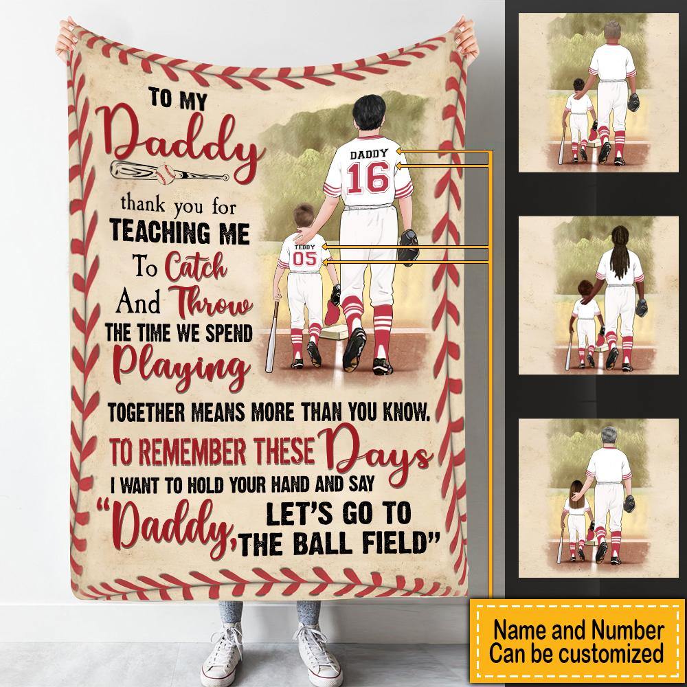 Baseball Custom Blanket Daddy Let's Go To The Ball Field Personalized Gift - PERSONAL84